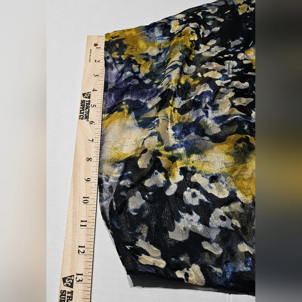 Vtg Jeanne Alexander Abstract Blouse Gathered Mid-Section Open Sleeve Womens Med - Picture 5 of 9